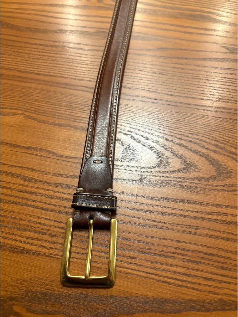 Cole Haan Brown Leather Men's Belt with Gold Tone Buckle, Size 36